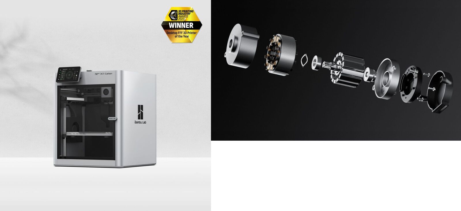 X1C vs X2D side-by-side detail view of the print head and enclosure